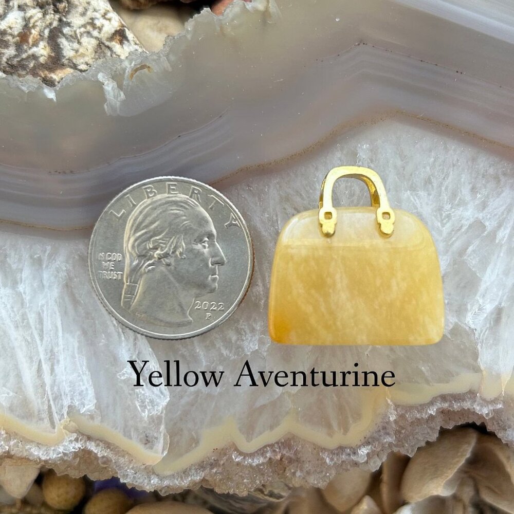 Yellow Aventurine Gemstone Crystal Purse - Crystal Handbag Pendant - Gifts